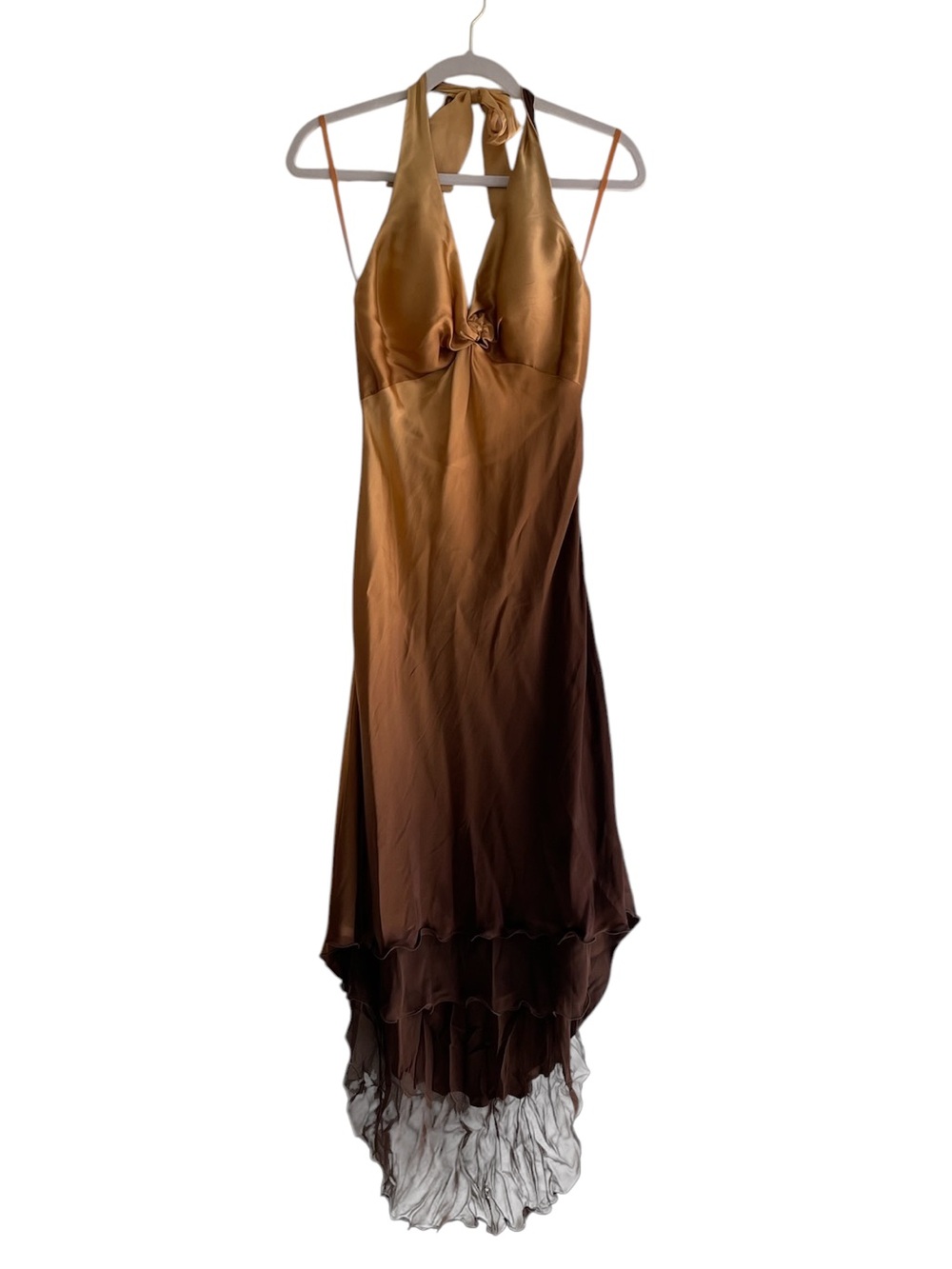 Cache Brown Ombre Halter High-Low Dress